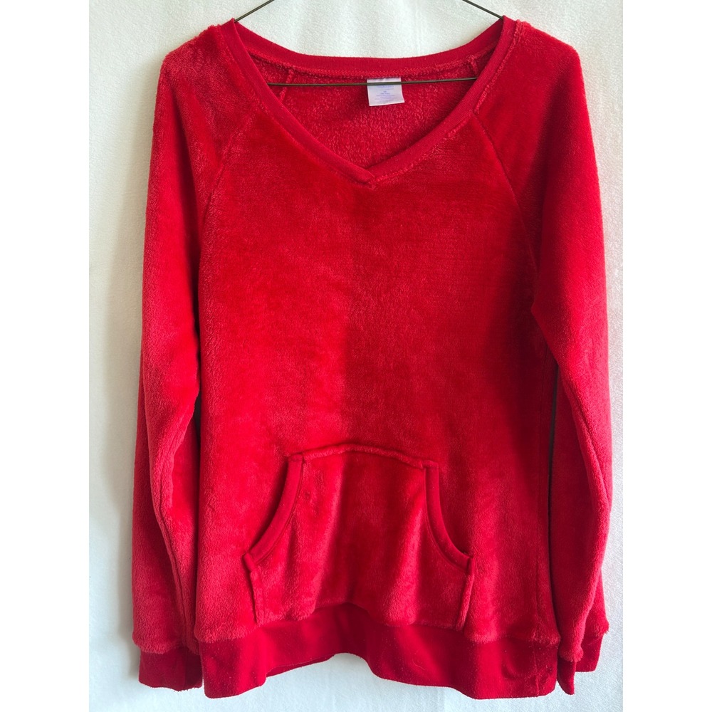 Secret Treasures Womens Red Fleece Pajama Top V-Neck Kangaroo Pocket TZ47751TF M
